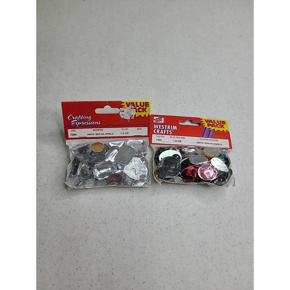 2 Pack Acrylic Rhinestone Gems Multicolor Flat Back Sew On  Red Clear Green